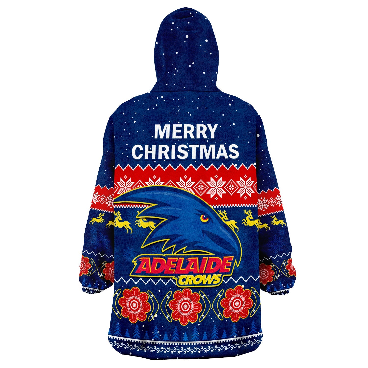 Adelaide Football Wearable Blanket Hoodie Crows Indigenous Merry Christmas - Vibe Hoodie Shop