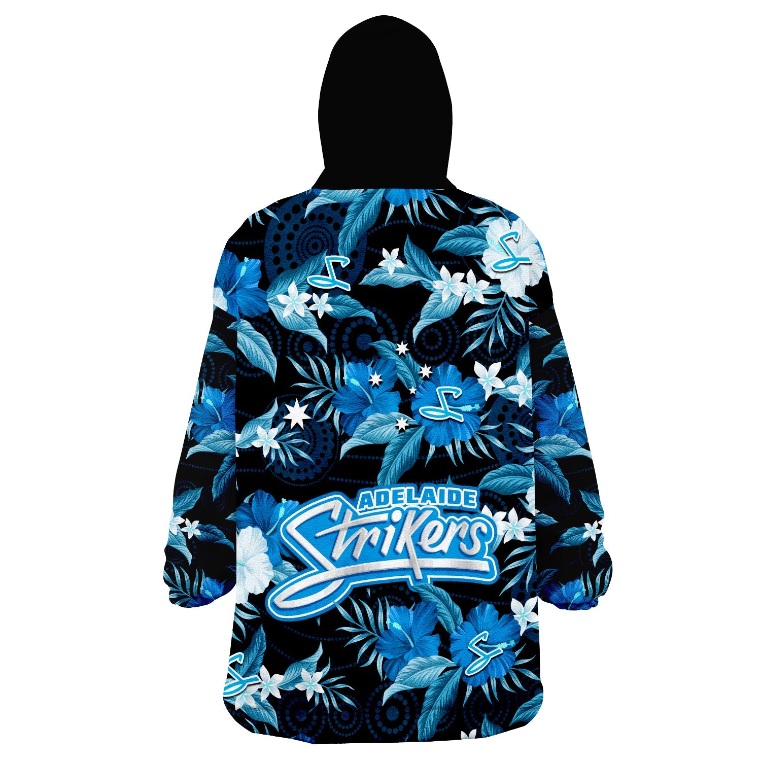 Adelaide Strikers Cricket Wearable Blanket Hoodie Aboriginal Art Mix Tropical Flowers - Vibe Hoodie Shop