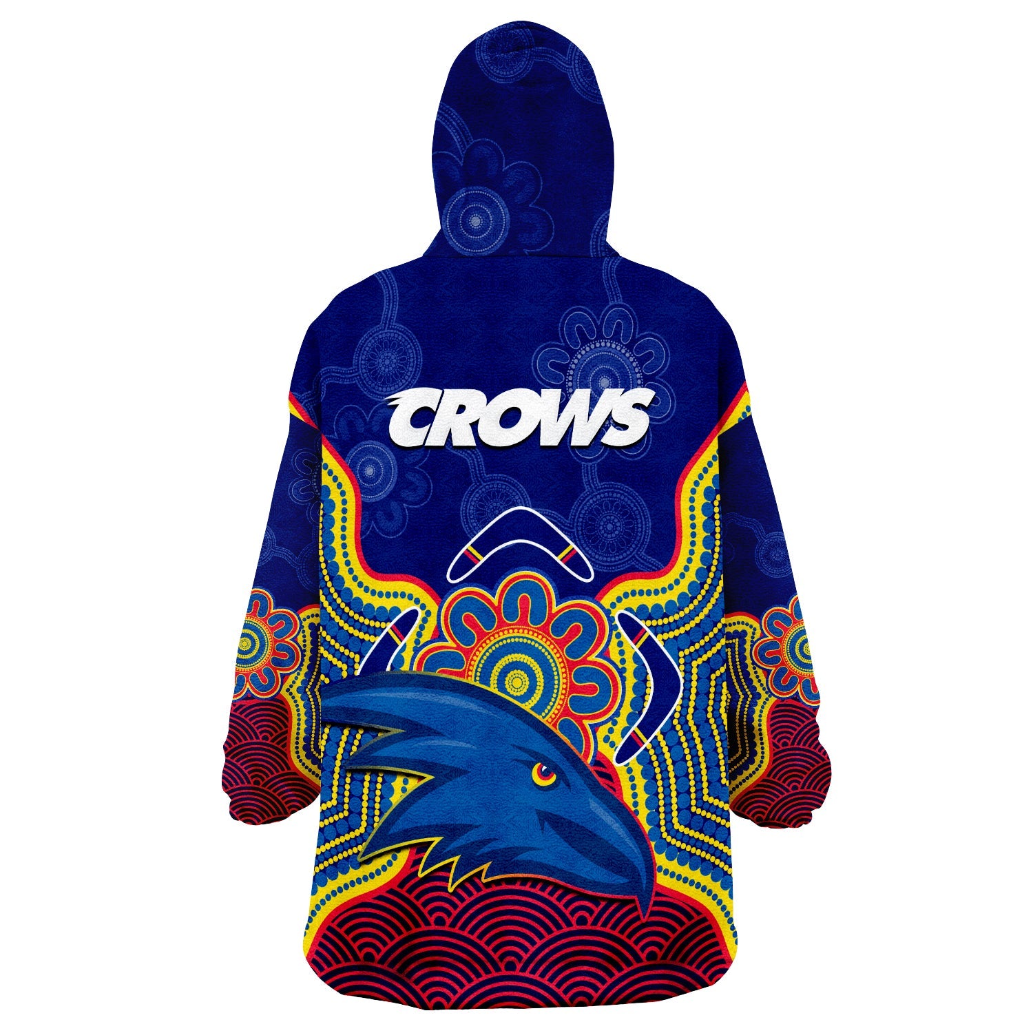 Adelaide Football Wearable Blanket Hoodie Crows Aboriginal Art - Vibe Hoodie Shop