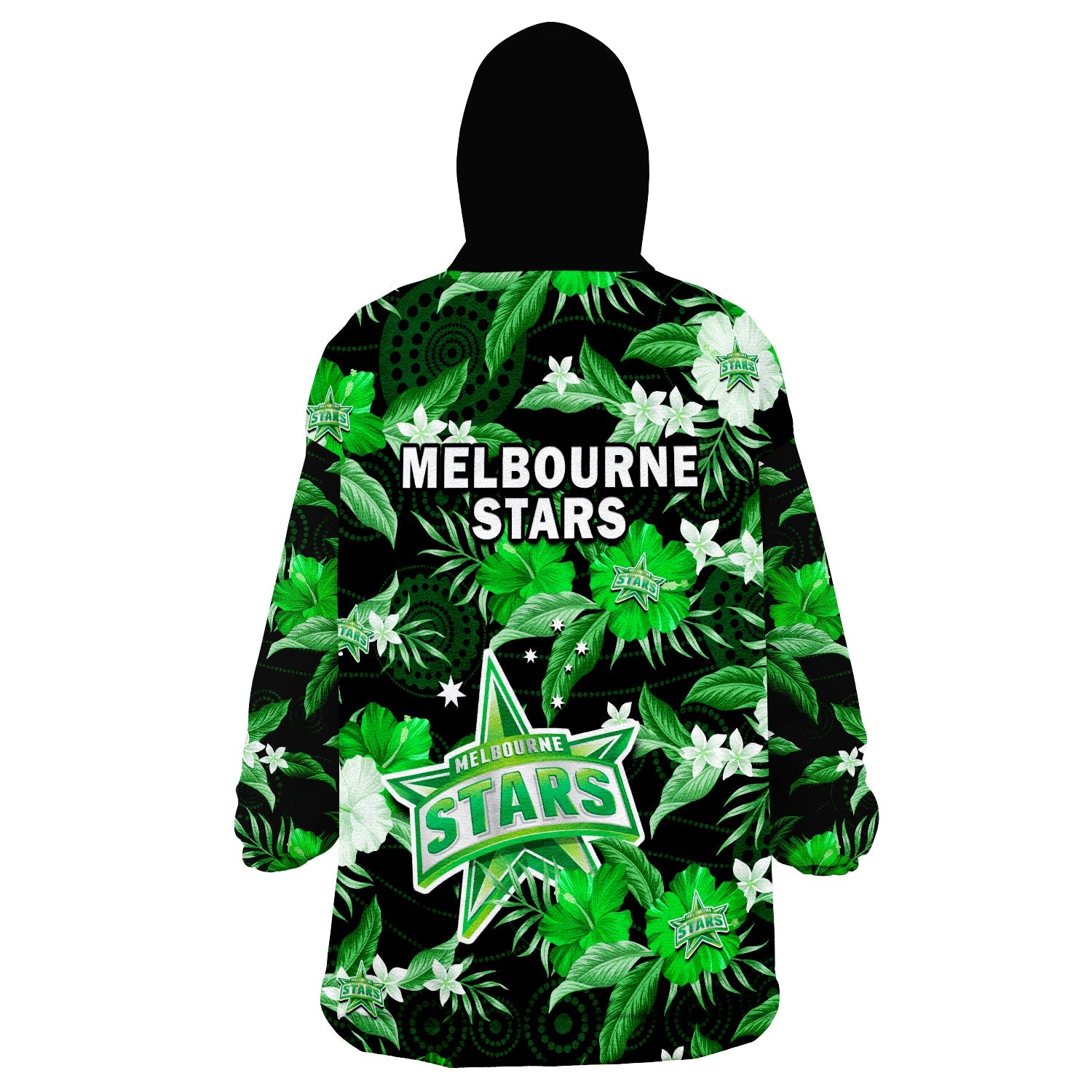 Melbourne Stars Cricket Wearable Blanket Hoodie Aboriginal Art Mix Tropical Flowers - Vibe Hoodie Shop