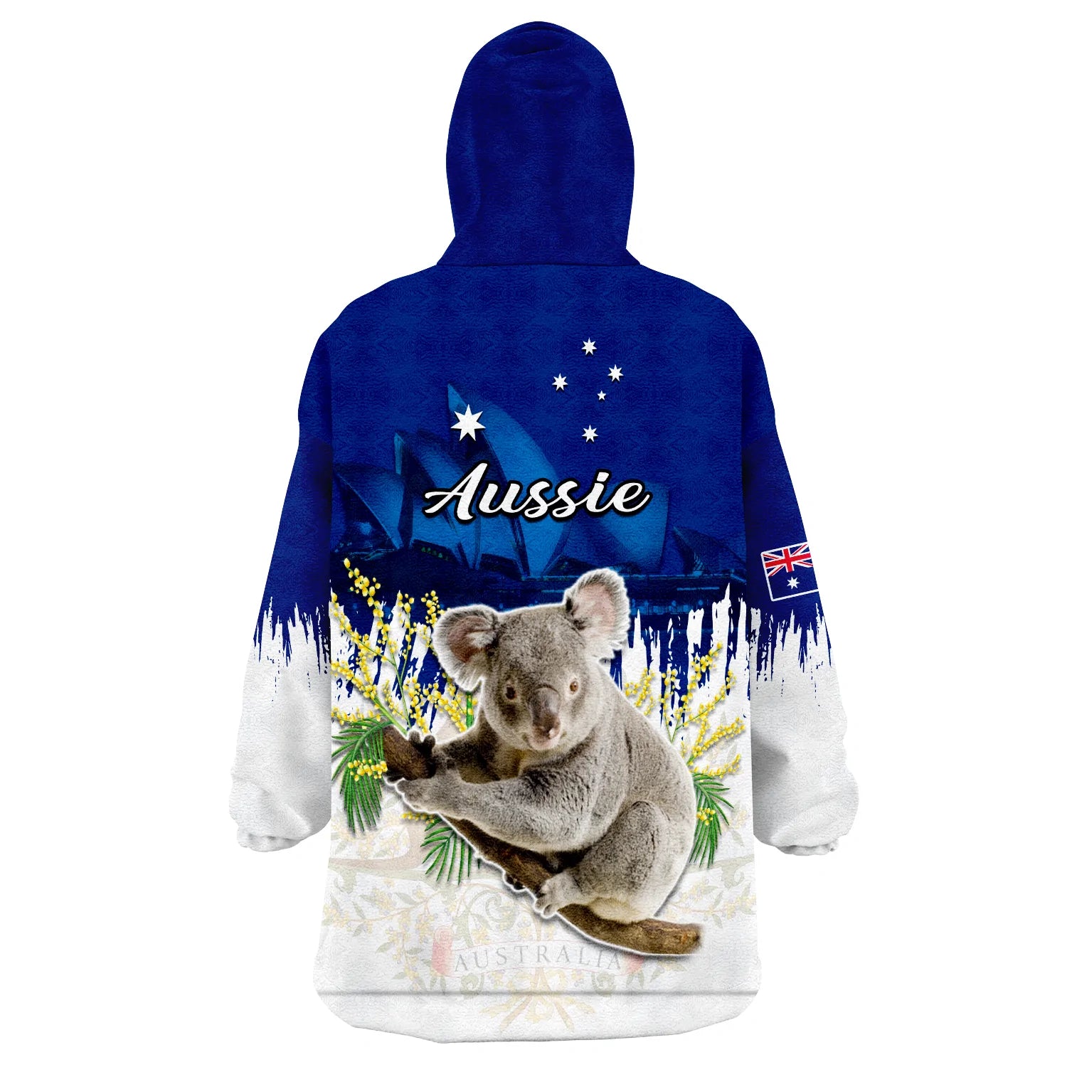 Australia Day Wearable Blanket Hoodie Koala Sydney Opera House Flag Color - Vibe Hoodie Shop