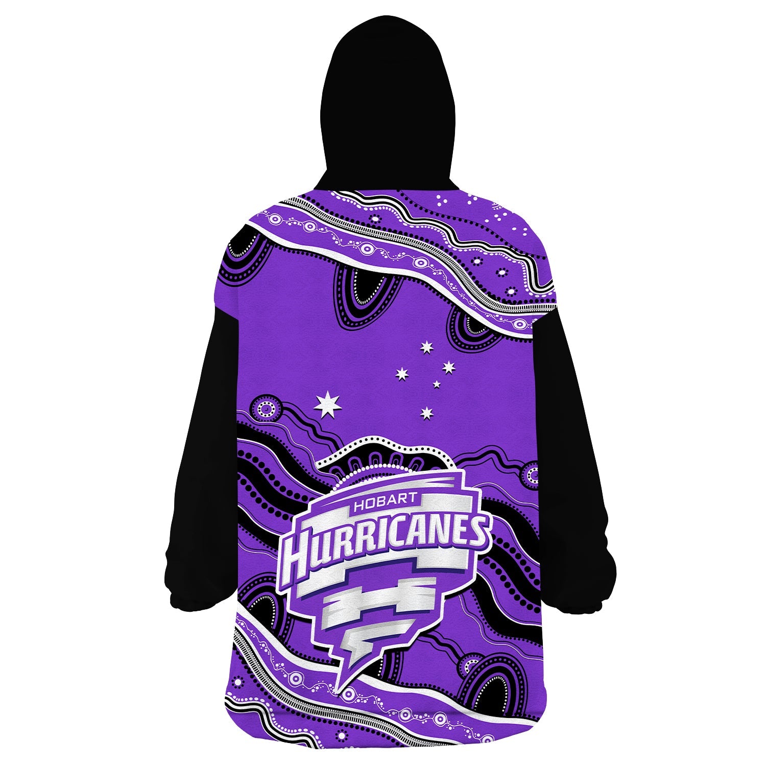 Hurricanes Cricket Wearable Blanket Hoodie Hobart Aboriginal Painting - Vibe Hoodie Shop