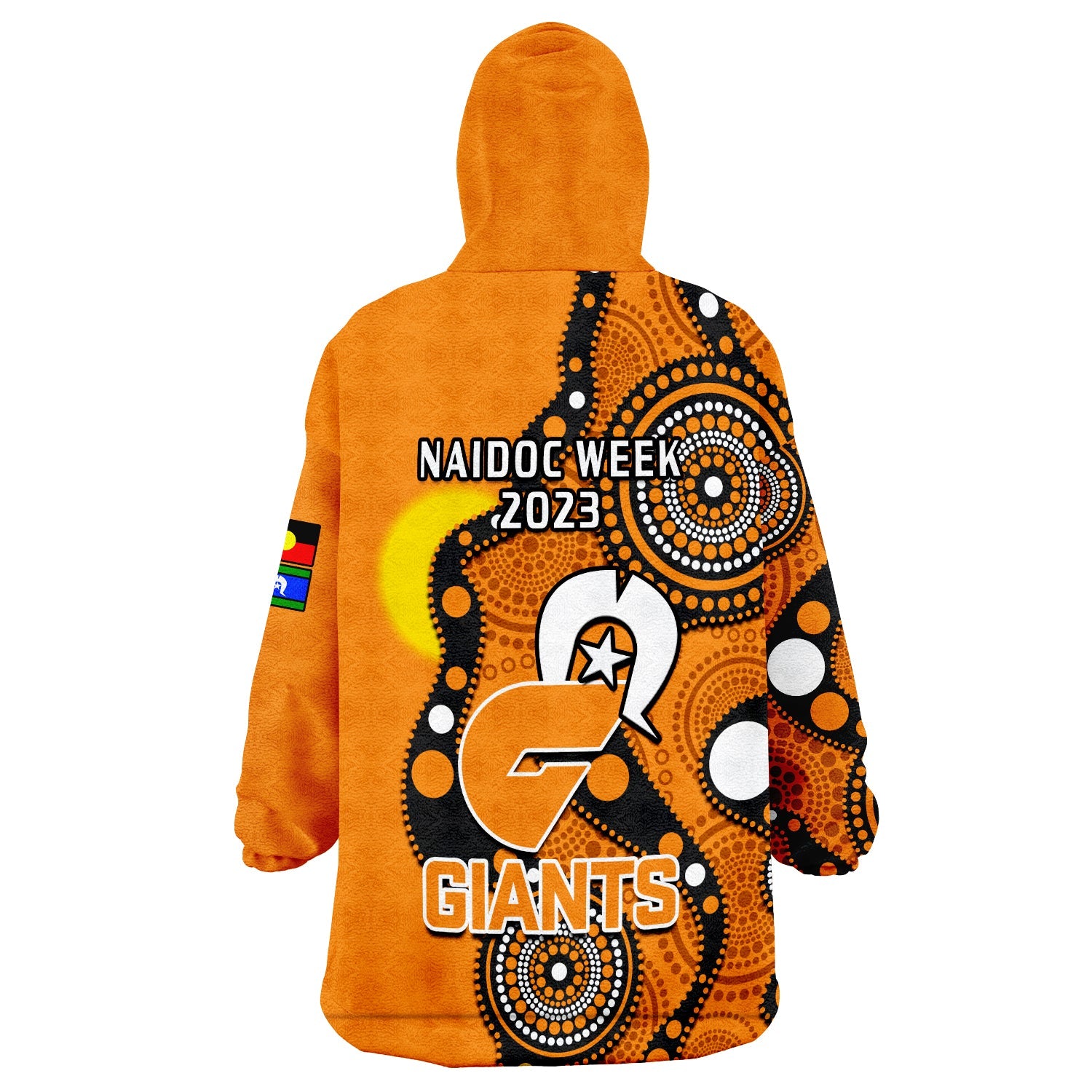 GWS Giants Football NAIDOC 2023 Wearable Blanket Hoodie Indigenous For Our Elders - Vibe Hoodie Shop