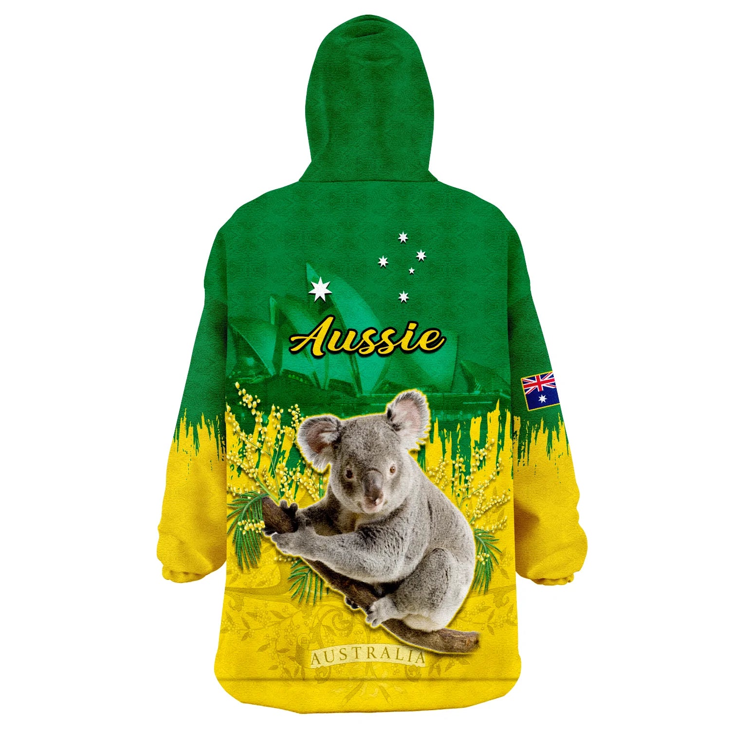 Australia Day Wearable Blanket Hoodie Koala Sydney Opera House National Color - Vibe Hoodie Shop