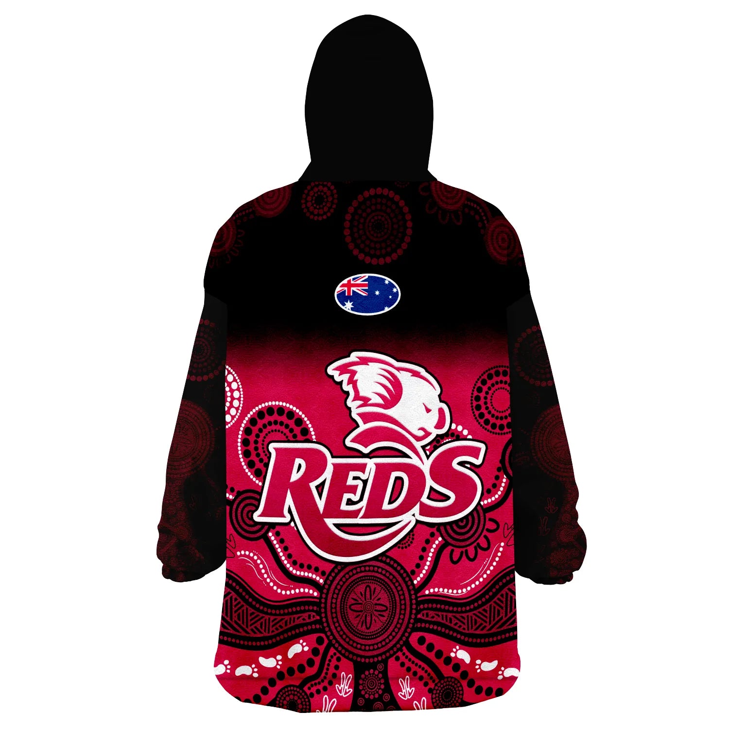 Queensland Reds Rugby Wearable Blanket Hoodie Gradient Aboriginal - Vibe Hoodie Shop
