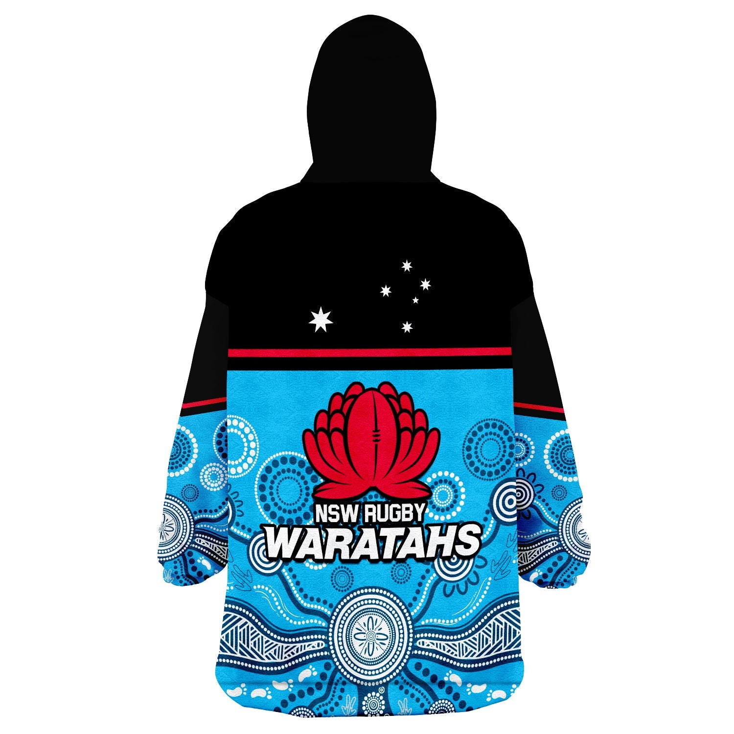 Waratahs Super Rugby 2023 Wearable Blanket Hoodie NSW Tahs Indigenous Art - Vibe Hoodie Shop