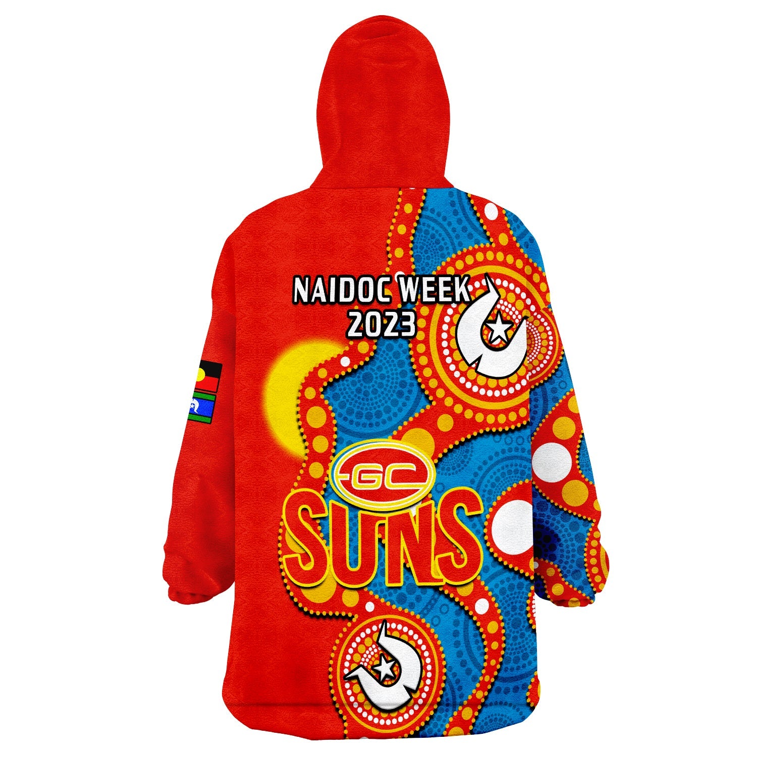 Gold Coast Football NAIDOC 2023 Wearable Blanket Hoodie Suns Indigenous For Our Elders - Vibe Hoodie Shop