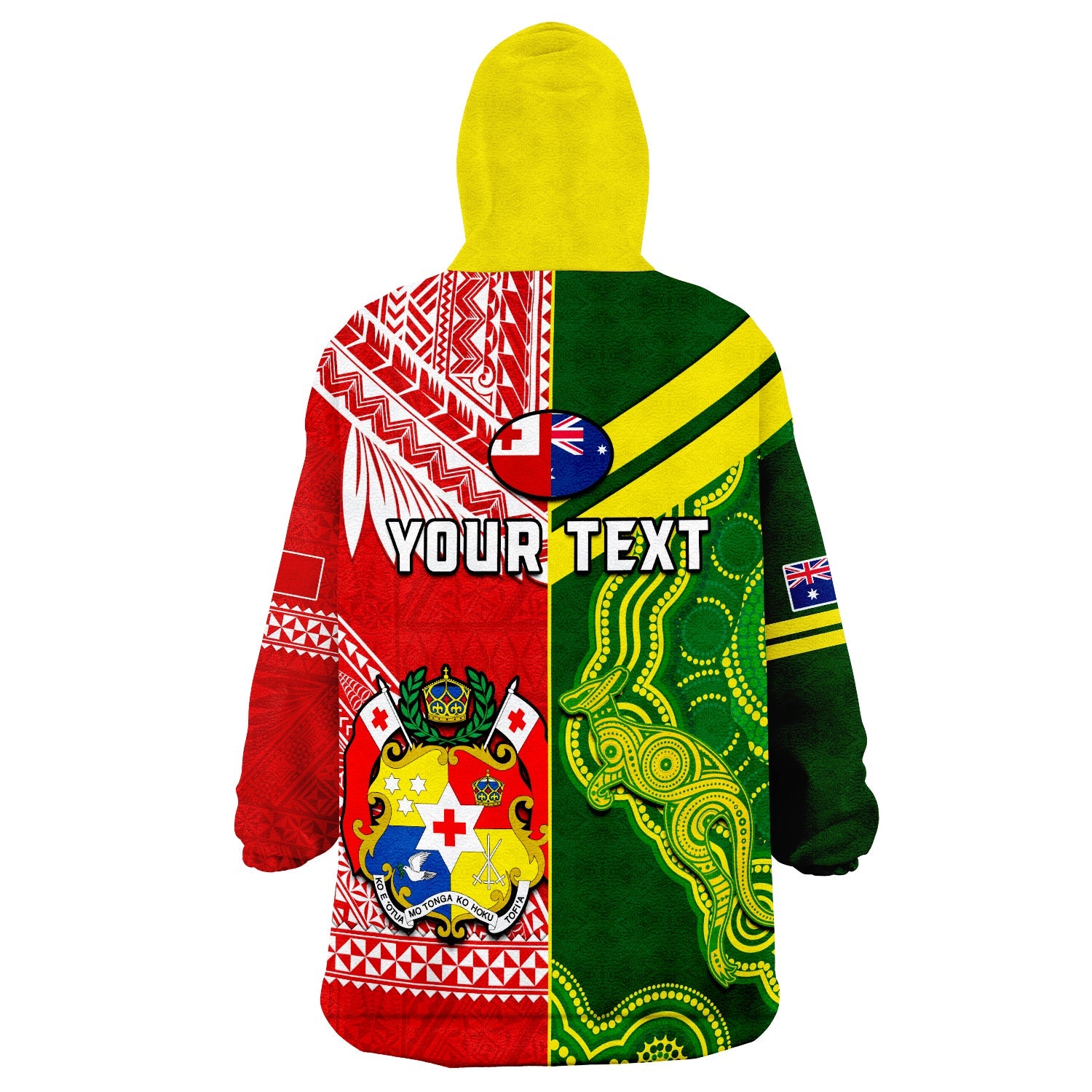 (Custom Personalised) Tonga And Australia Rugby Wearable Blanket Hoodie Mate Maa Tonga Mix Kangaroos - Vibe Hoodie Shop