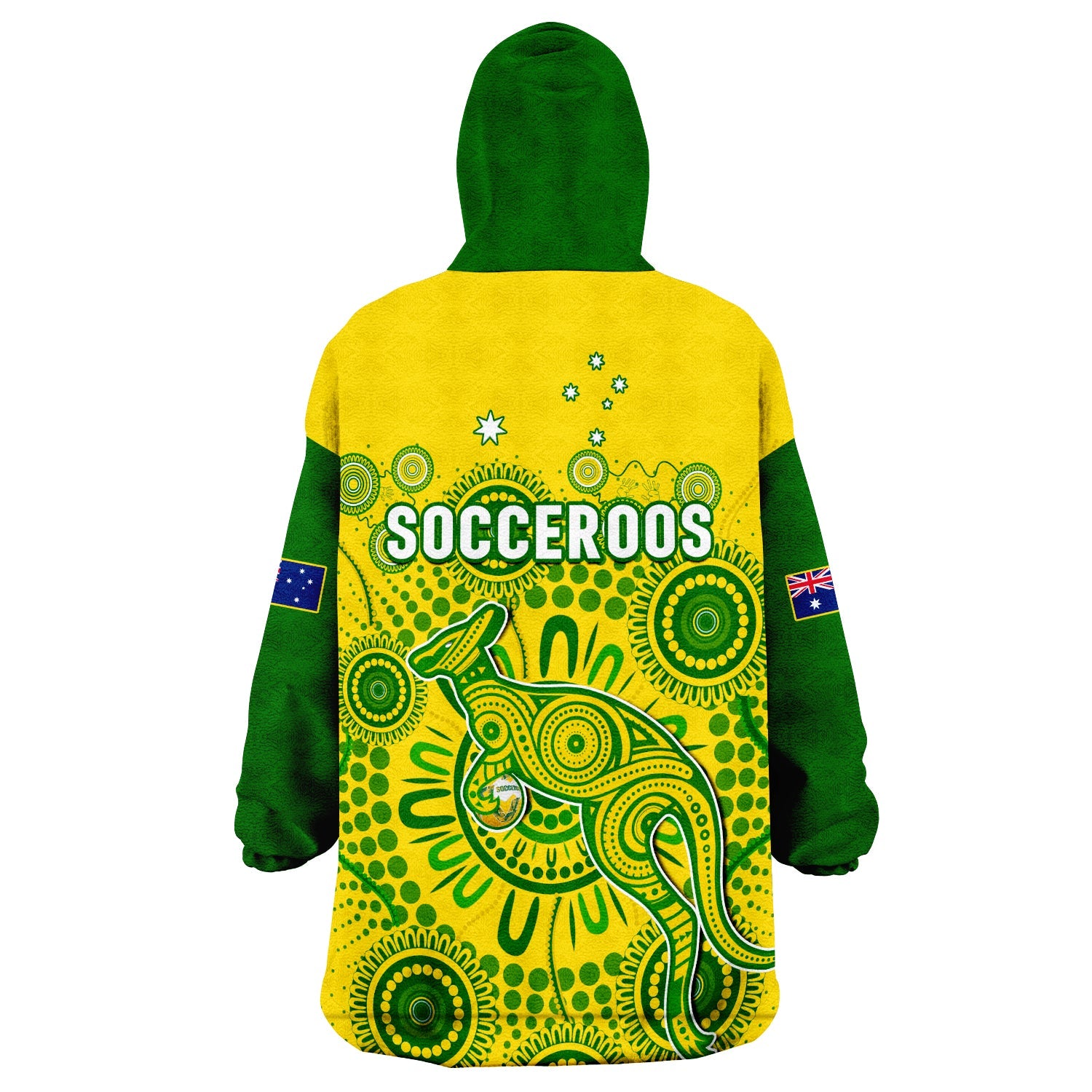 Australia Soccer Wearable Blanket Hoodie Socceroos Kangaroo Aussie Indigenous National Color - Vibe Hoodie Shop