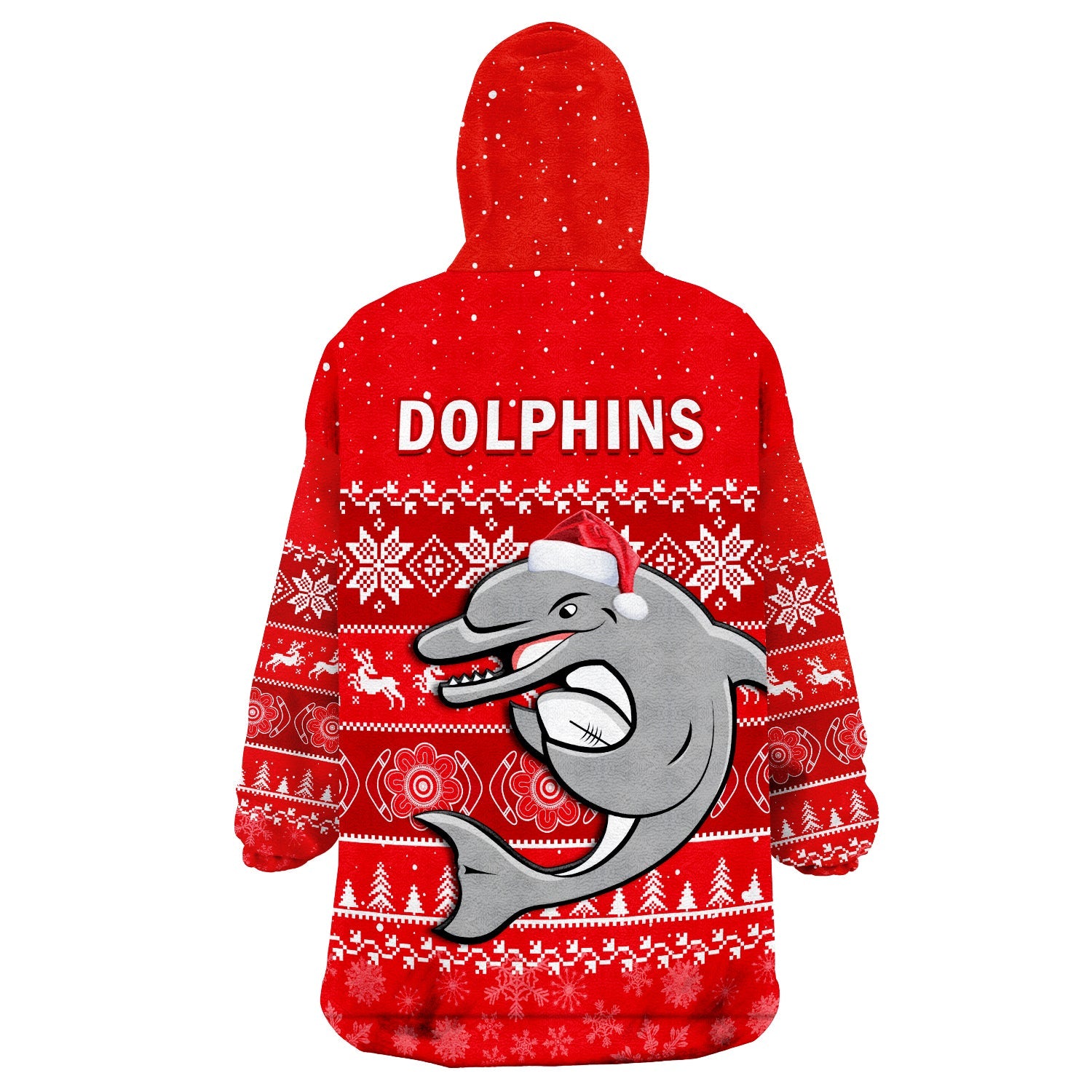 Dolphins Rugby Wearable Blanket Hoodie Indigenous Merry Christmas - Vibe Hoodie Shop