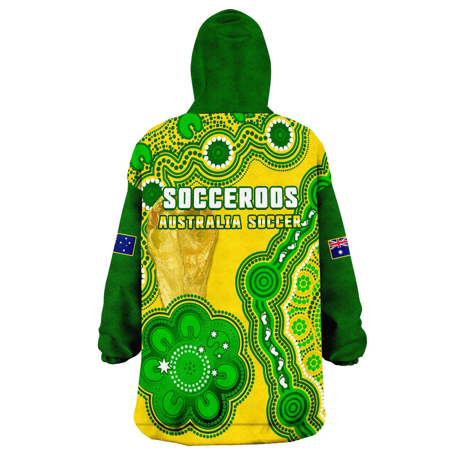 Australia Soccer Wearable Blanket Hoodie Socceroos Aboriginal WC 2022 - Vibe Hoodie Shop