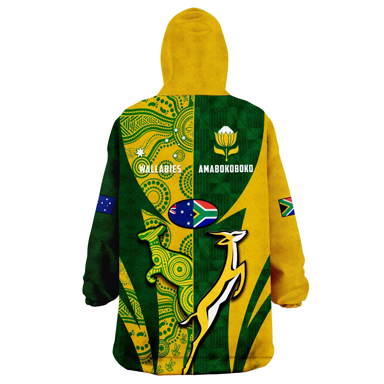 Australia Rugby and South Africa Rugby Wearable Blanket Hoodie Wallabies Mix Springboks Sporty - Vibe Hoodie Shop