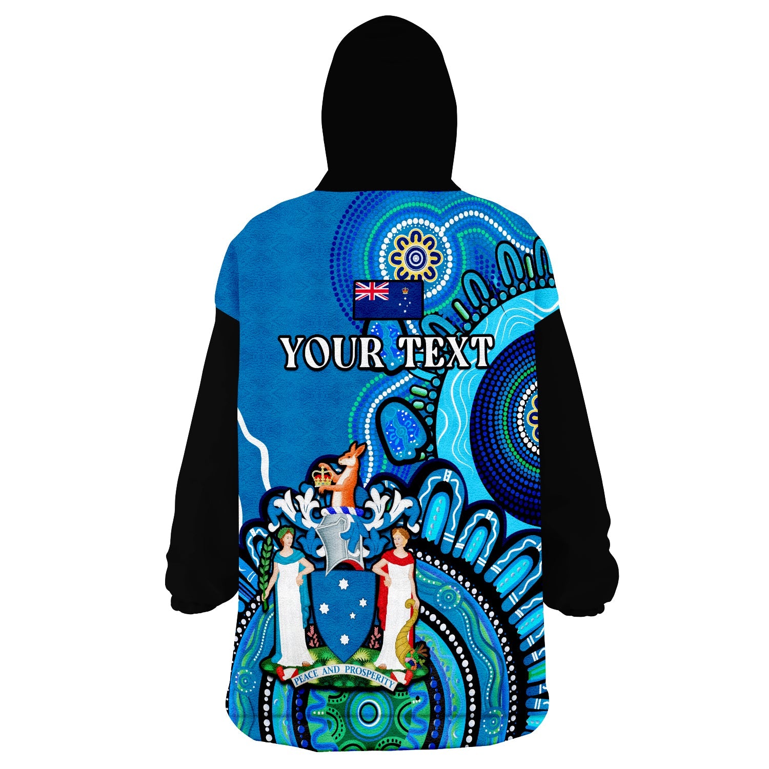 (Custom Personalised) Victoria State Wearable Blanket Hoodie Australian Indigenous Art - Vibe Hoodie Shop