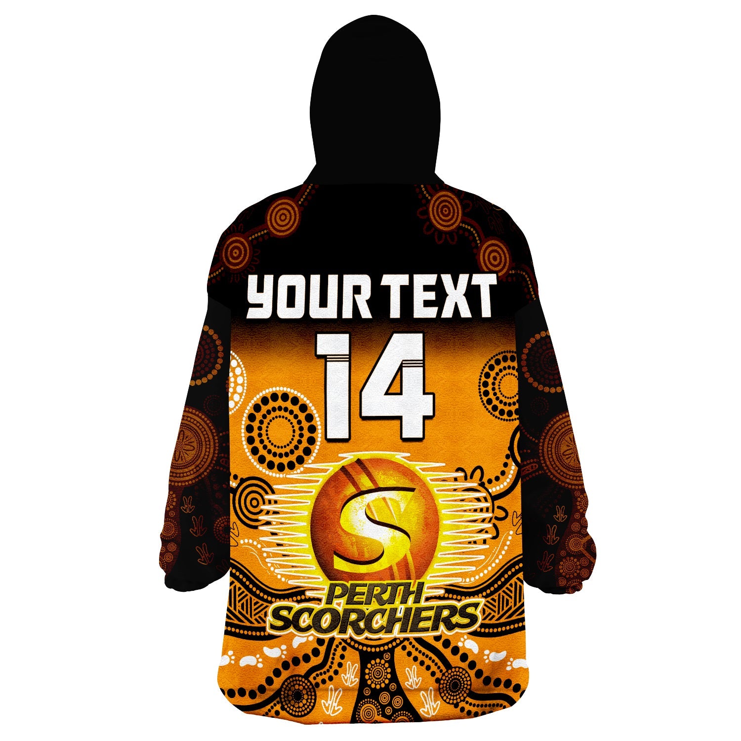 (Custom Text And Number) Perth Scorchers Wearable Blanket Hoodie Gradient Aboriginal Dot Painting - Vibe Hoodie Shop