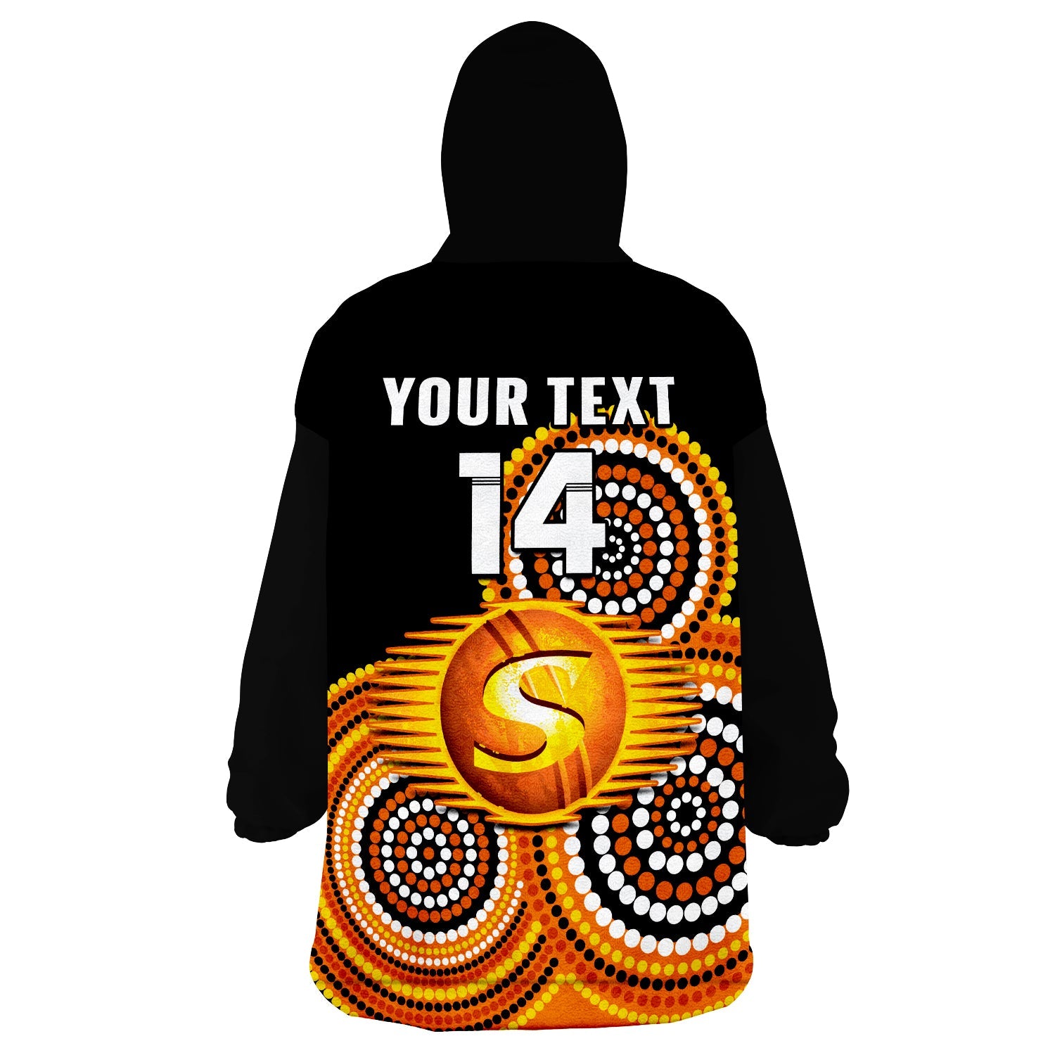 (Custom Text And Number) Perth Scorchers Cricket Wearable Blanket Hoodie Champions BBL12 Proud Indigenous Art - Vibe Hoodie Shop