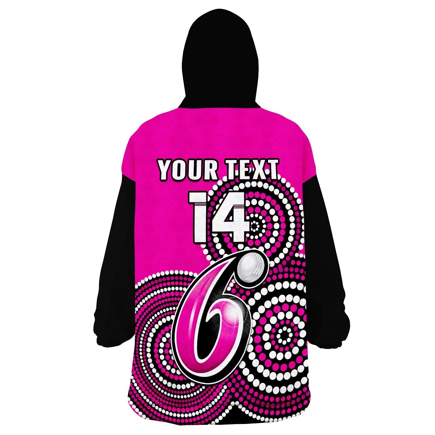 (Custom Text And Number) Sydney Sixers Cricket Wearable Blanket Hoodie Champions BBL12 Proud Indigenous Art - Vibe Hoodie Shop