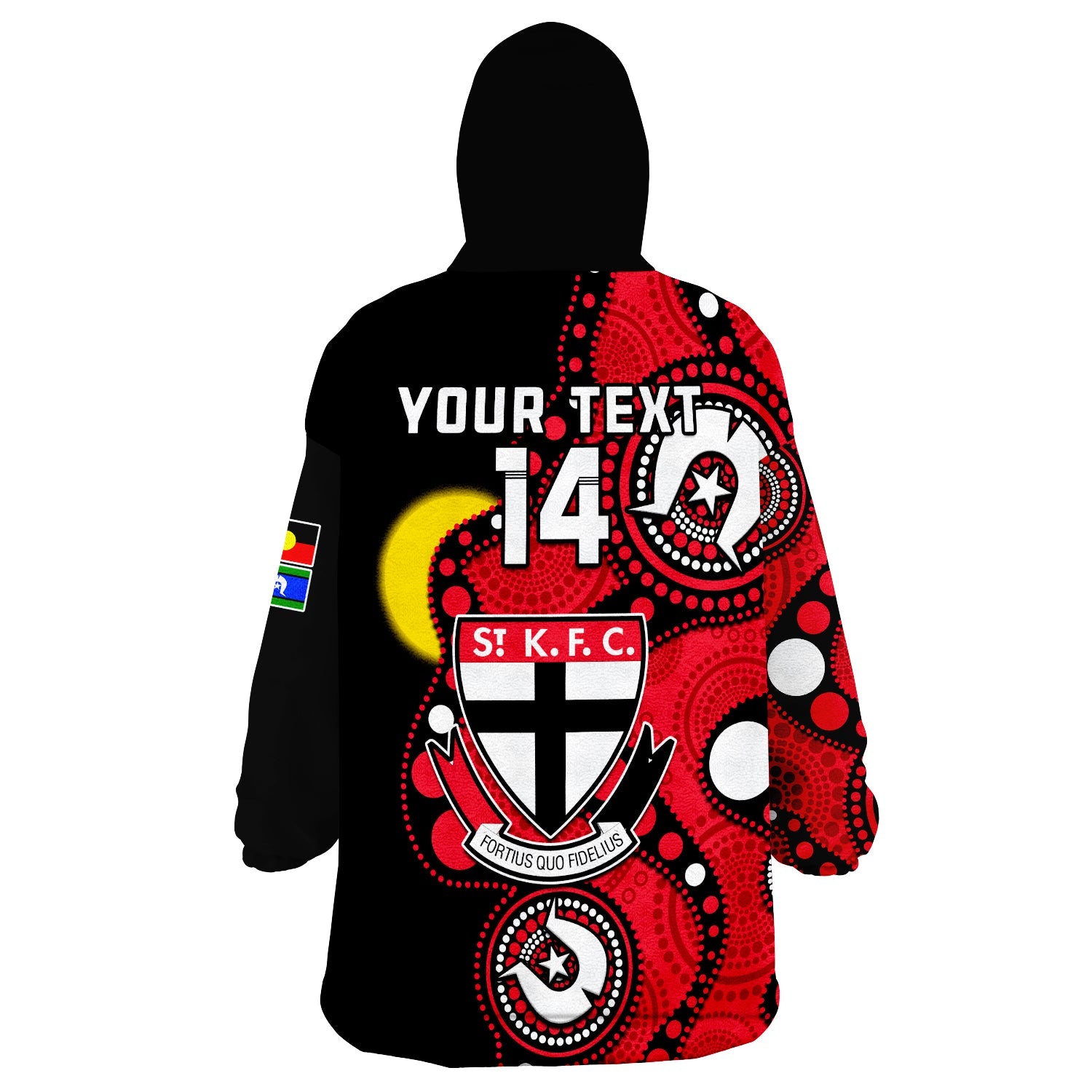 (Custom Text And Number) St Kilda Football NAIDOC 2023 Wearable Blanket Hoodie Saints Indigenous For Our Elders - Vibe Hoodie Shop
