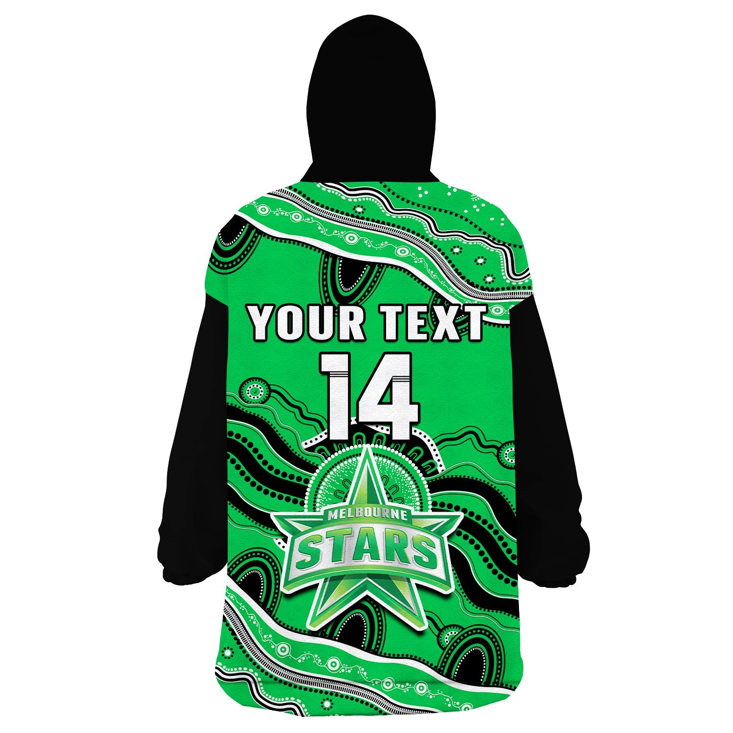 (Custom Text And Number) Stars Cricket Wearable Blanket Hoodie Melbourne Aboriginal Painting - Vibe Hoodie Shop