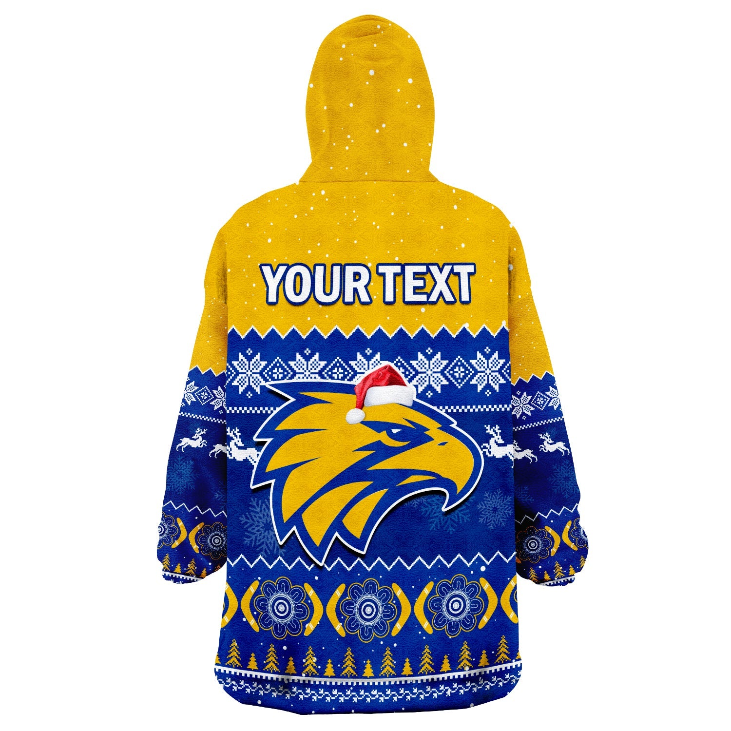 (Custom Personalised) West Coast Football Wearable Blanket Hoodie Eagles Indigenous Merry Christmas - Vibe Hoodie Shop