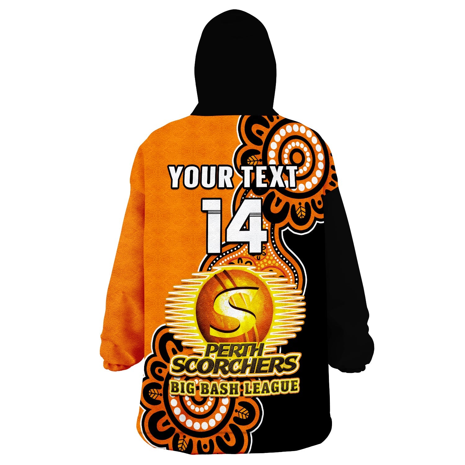 (Custom Text And Number) Perth Scorchers Cricket Wearable Blanket Hoodie We Are The Champions Aboriginal - Vibe Hoodie Shop
