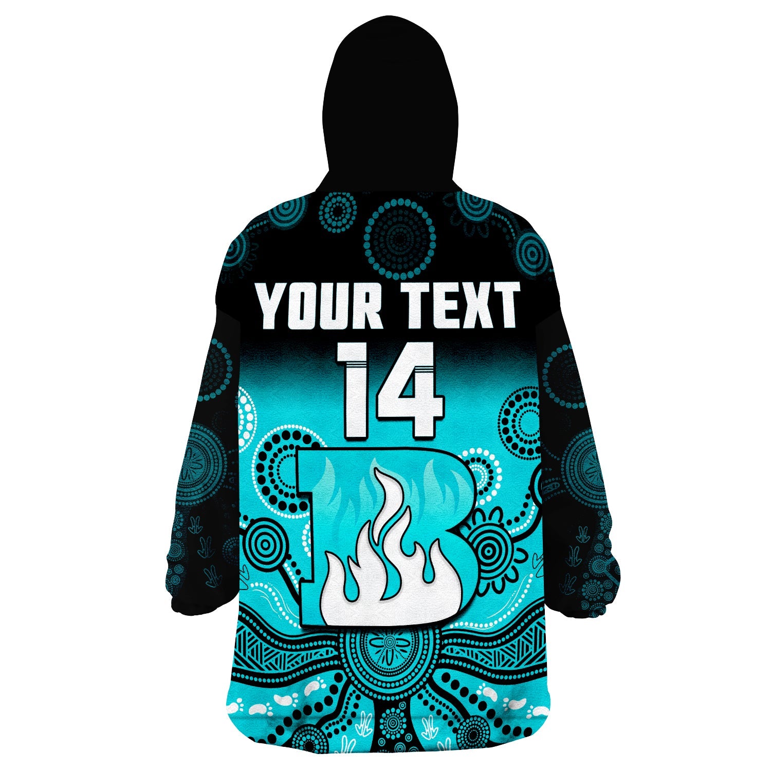 (Custom Text And Number) Brisbane Heat Wearable Blanket Hoodie Gradient Aboriginal Dot Painting - Vibe Hoodie Shop