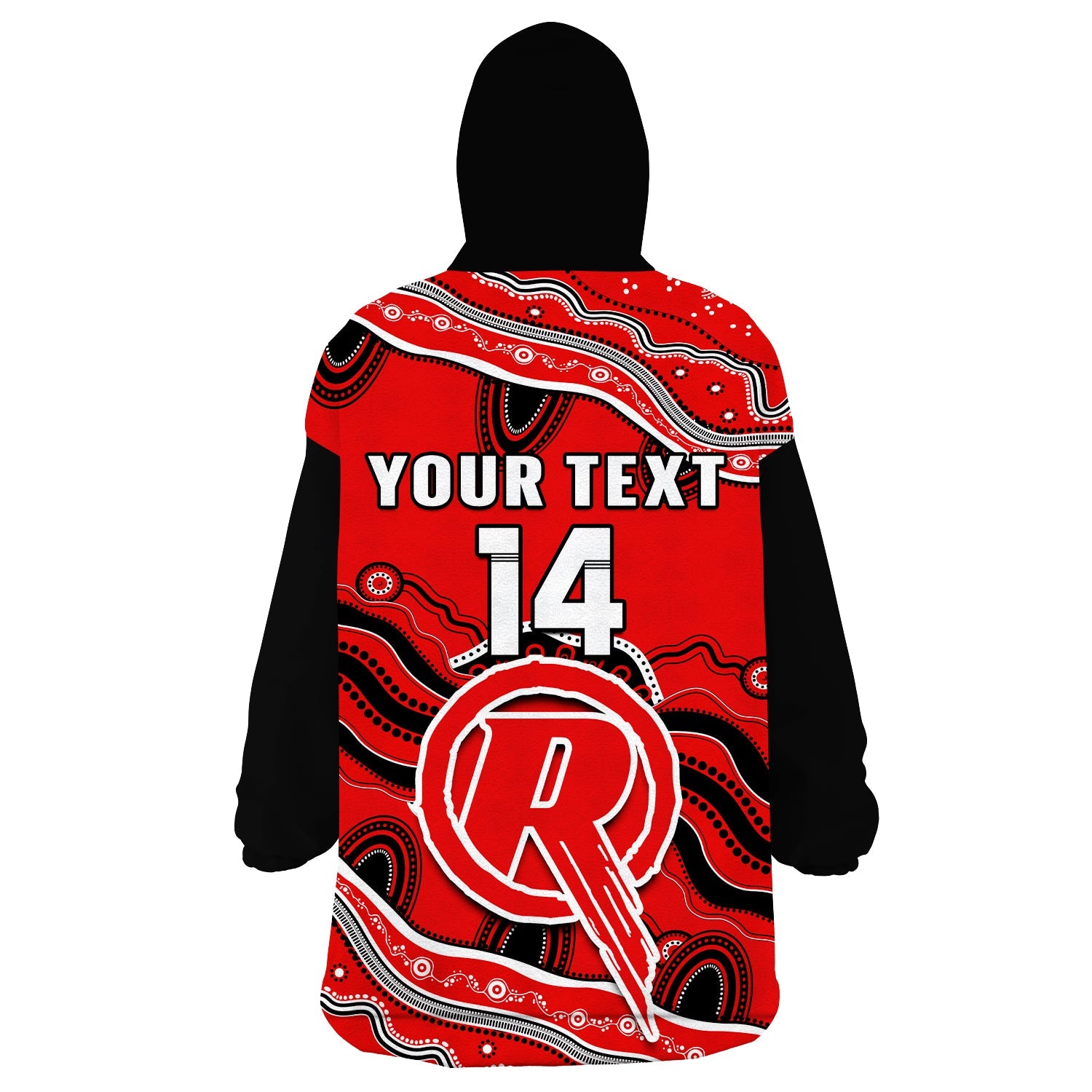 (Custom Text And Number) Renegades Cricket Wearable Blanket Hoodie Melbourne Aboriginal Painting - Vibe Hoodie Shop