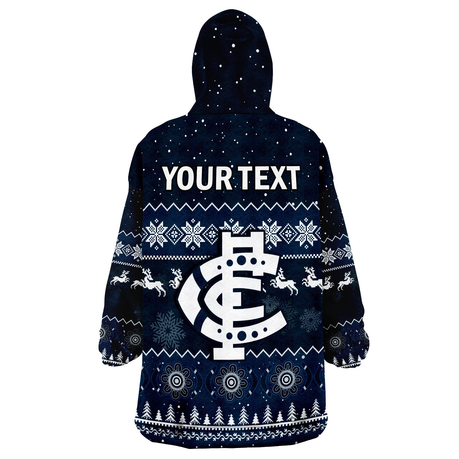 (Custom Personalised) Carlton Football Wearable Blanket Hoodie Blues Indigenous Merry Christmas - Vibe Hoodie Shop