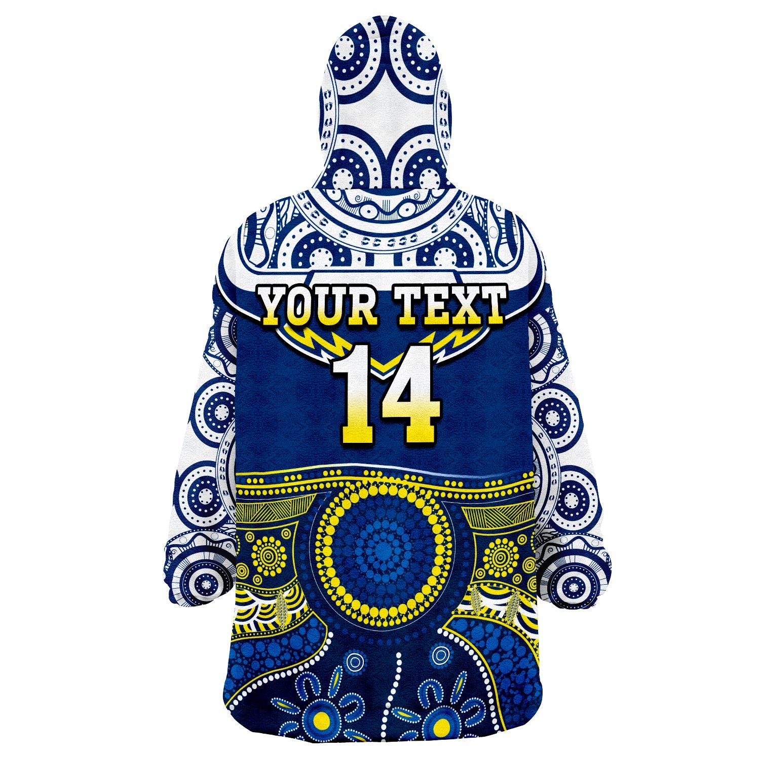 (Custom Text And Number) Cowboys Rugby Wearable Blanket Hoodie Aboriginal Art - Vibe Hoodie Shop