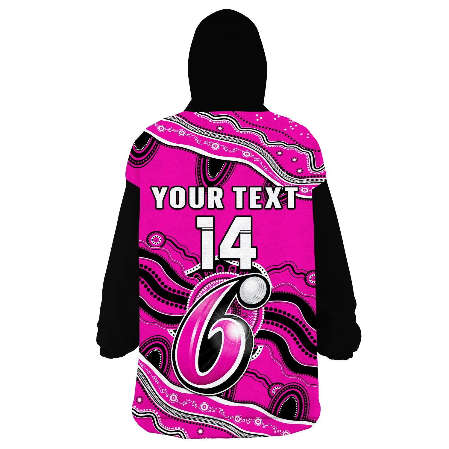 (Custom Text And Number) Sixers Cricket Wearable Blanket Hoodie Sydney Aboriginal Painting - Vibe Hoodie Shop