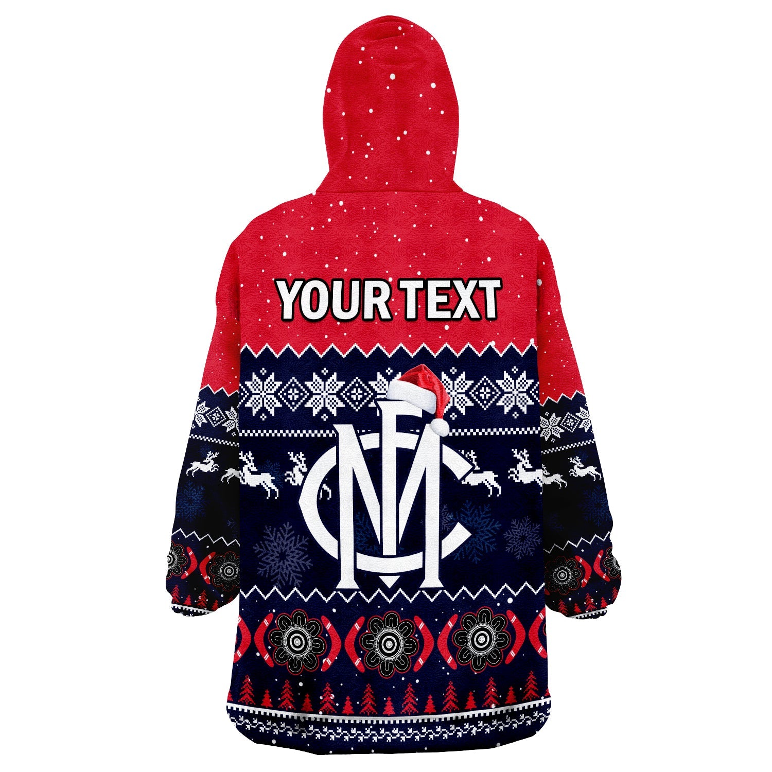 (Custom Personalised) Melbourne Football Wearable Blanket Hoodie Demons Indigenous Merry Christmas - Vibe Hoodie Shop