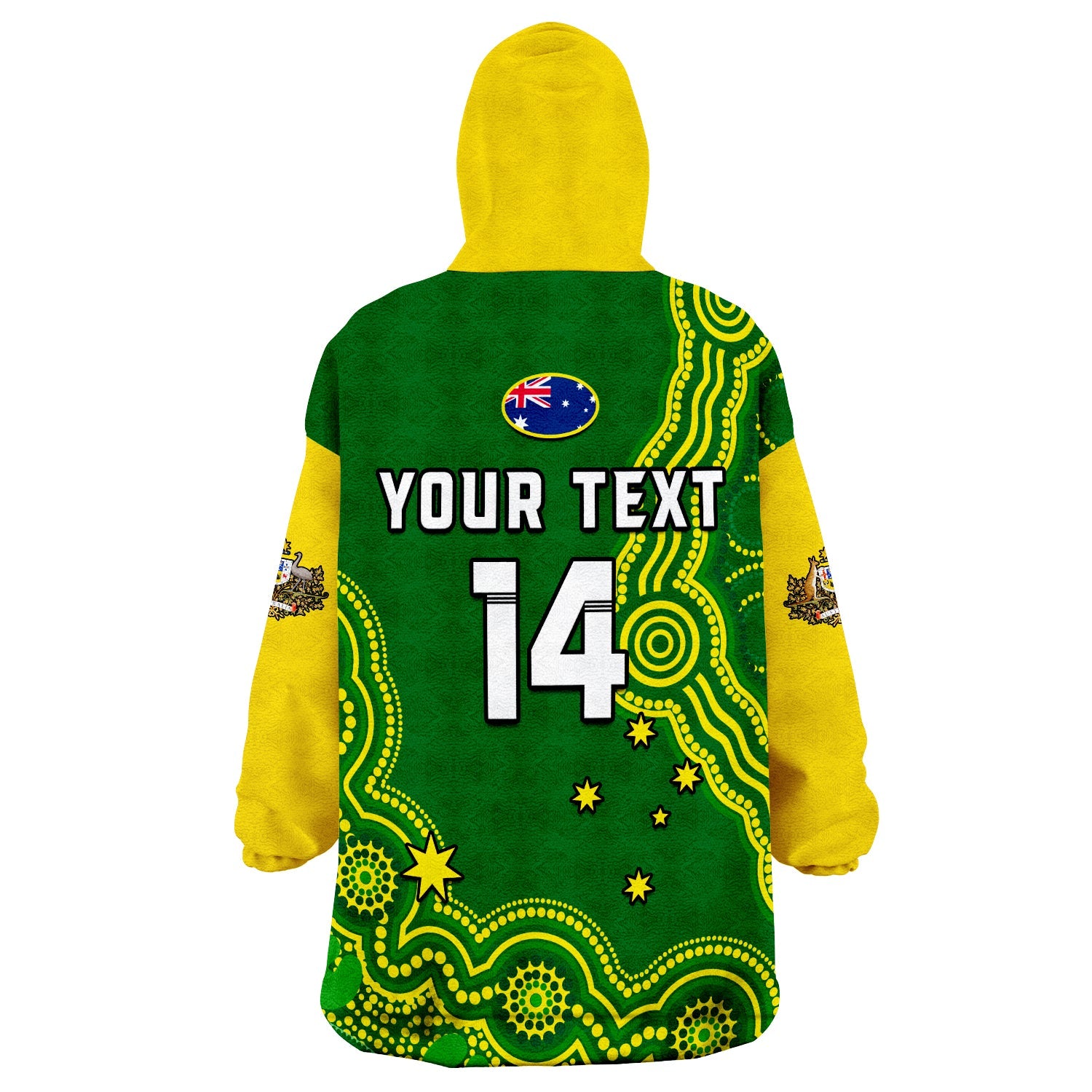 (Custom Text And Number) Australia Rugby Wearable Blanket Hoodie Jillaroos Champions Indigenous Green Style - Vibe Hoodie Shop