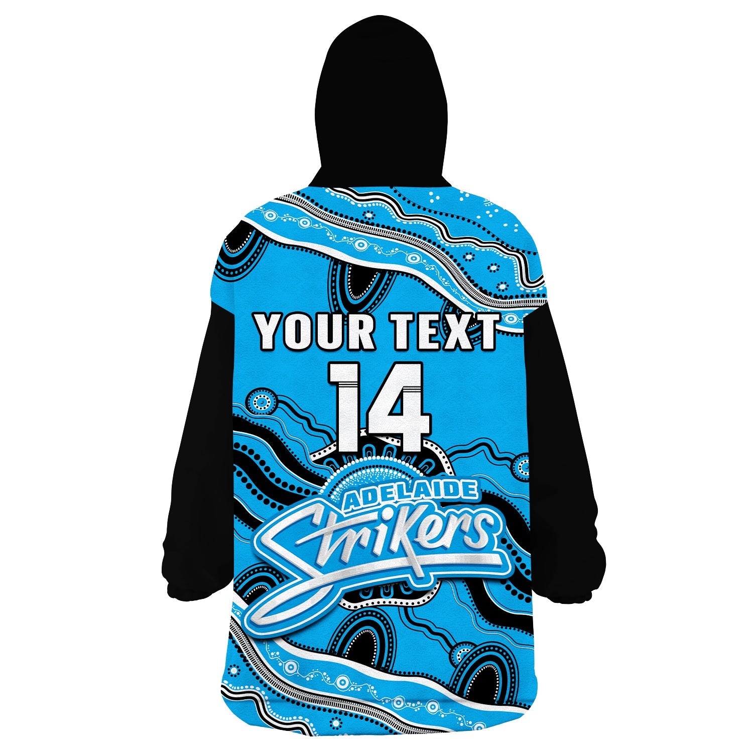 (Custom Text And Number) Adelaide Strikers Cricket Wearable Blanket Hoodie Aboriginal Painting - Vibe Hoodie Shop