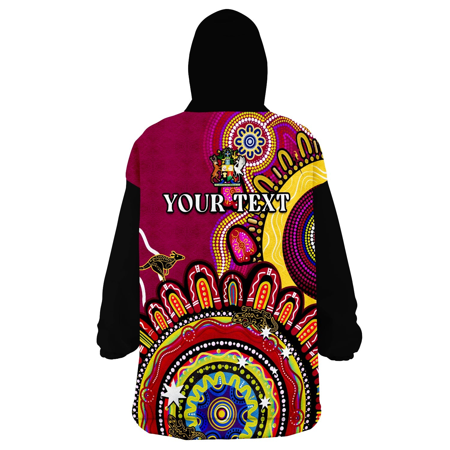 (Custom Personalised) Queensland State Wearable Blanket Hoodie QLD Australian Indigenous Art - Vibe Hoodie Shop