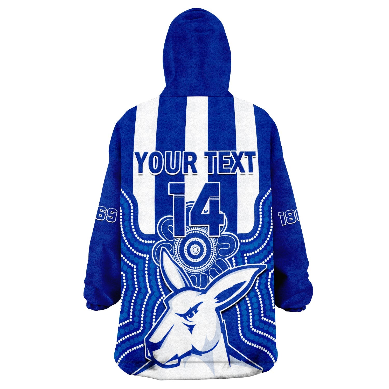 (Custom Text And Number) Melbourne Football Wearable Blanket Hoodie North Kangaroos 1869 Aboriginal Art - Vibe Hoodie Shop