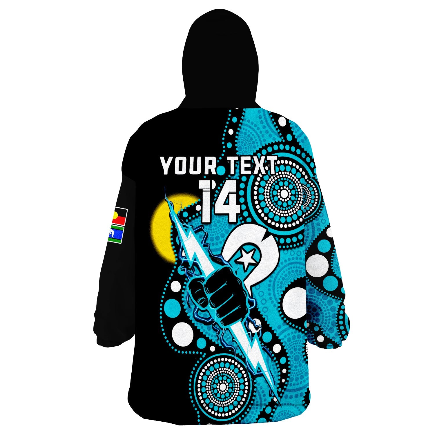 (Custom Text And Number) Port Adelaide Football NAIDOC 2023 Wearable Blanket Hoodie For Our Elders Indigenous Art - Vibe Hoodie Shop