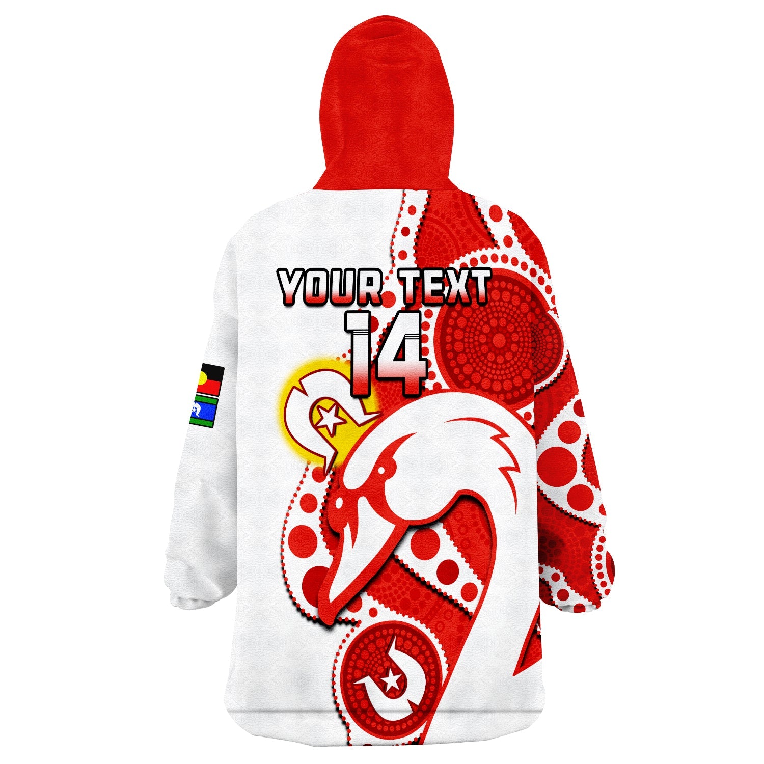 (Custom Text And Number) Swans Football NAIDOC 2023 Wearable Blanket Hoodie Sydney For Our Elders Indigenous Art - Vibe Hoodie Shop