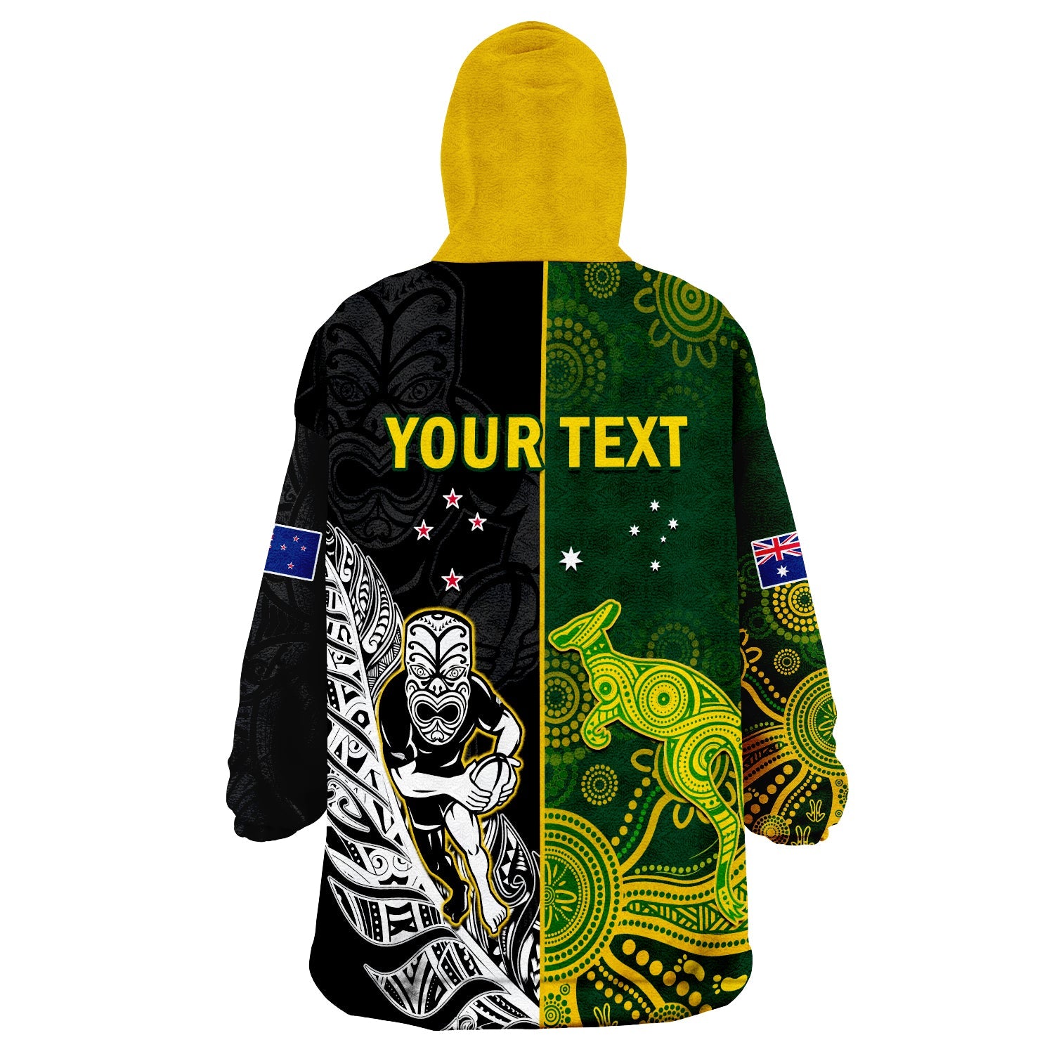 (Custom Personalised) Australia Rugby Mix Aotearoa Rugby Wearable Blanket Hoodie Wallabies All Black Special Version - Vibe Hoodie Shop