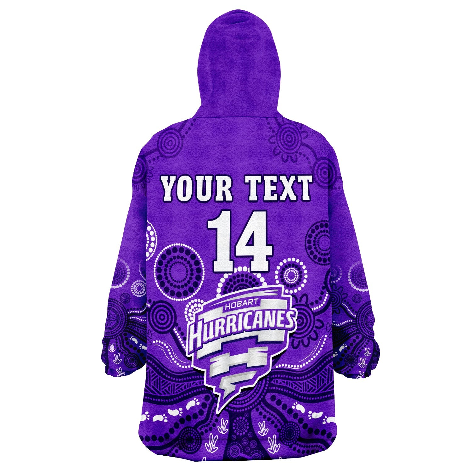 (Custom Text And Number) Hobart Hurricanes Cricket Wearable Blanket Hoodie Indigenous Artsy - Vibe Hoodie Shop