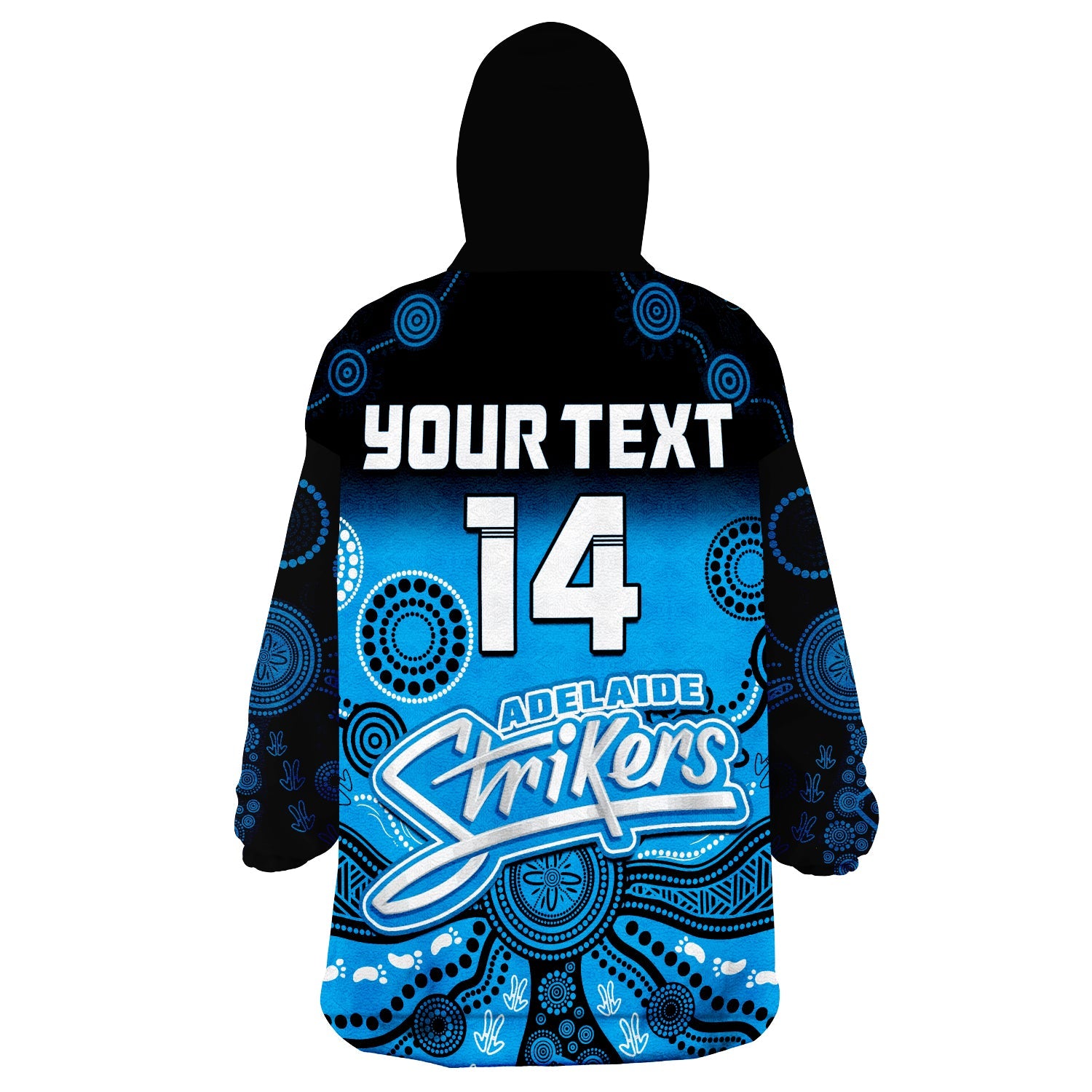 (Custom Text And Number) Adelaide Strikers Wearable Blanket Hoodie Gradient Aboriginal Dot Painting - Vibe Hoodie Shop