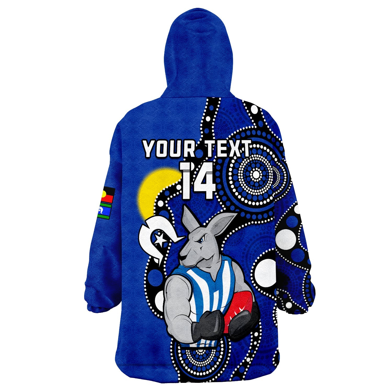 (Custom Text And Number) North Melbourne Football NAIDOC 2023 Wearable Blanket Hoodie Roos For Our Elders Indigenous - Vibe Hoodie Shop