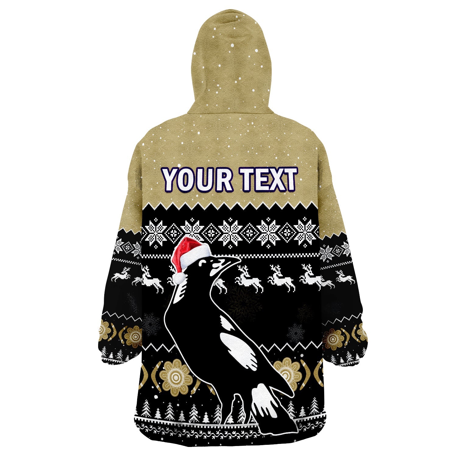 (Custom Personalised) Collingwood Football Wearable Blanket Hoodie Magpies Indigenous Merry Christmas - Vibe Hoodie Shop