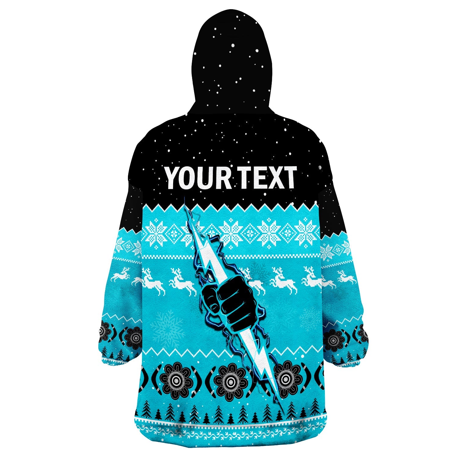 (Custom Personalised) Port Adelaide Football Wearable Blanket Hoodie Magentas Indigenous Merry Christmas - Vibe Hoodie Shop