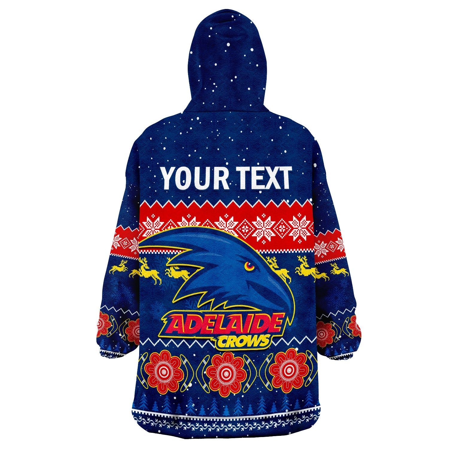 (Custom Personalised) Adelaide Football Wearable Blanket Hoodie Crows Indigenous Merry Christmas - Vibe Hoodie Shop