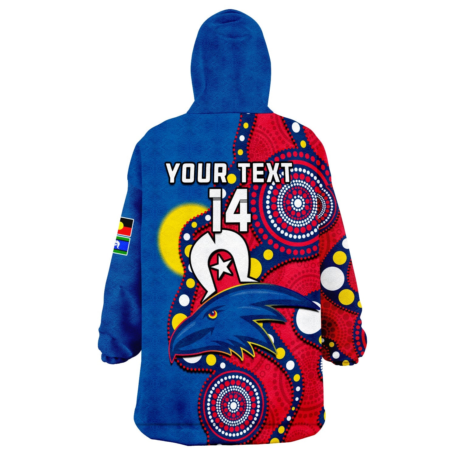 (Custom Text And Number) Adelaide Football NAIDOC 2023 Wearable Blanket Hoodie Crows For Our Elders Indigenous - Vibe Hoodie Shop