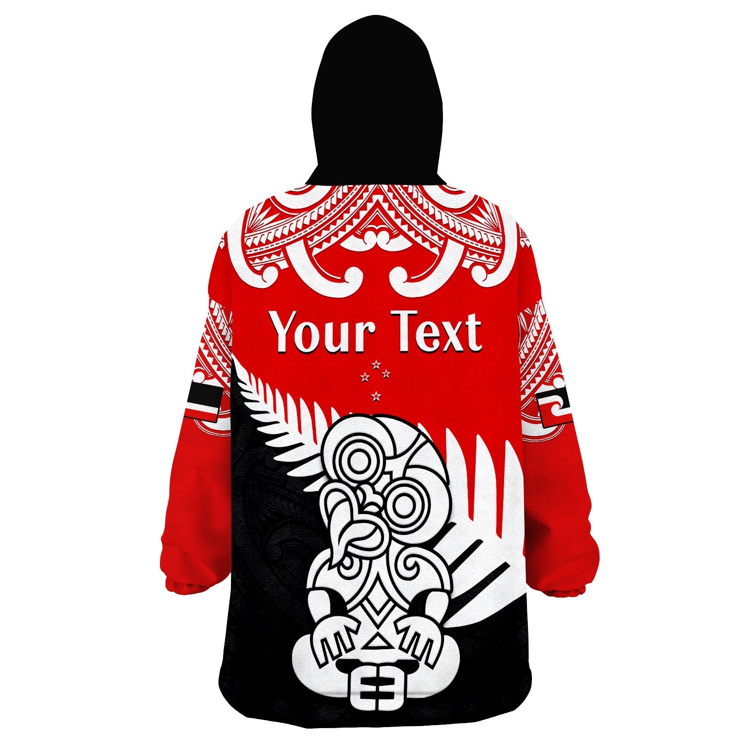 (Custom Personalised) Waitangi Day Wearable Blanket Hoodie Tino Rangatiratanga Flag With Tiki Maori Fern - Vibe Hoodie Shop