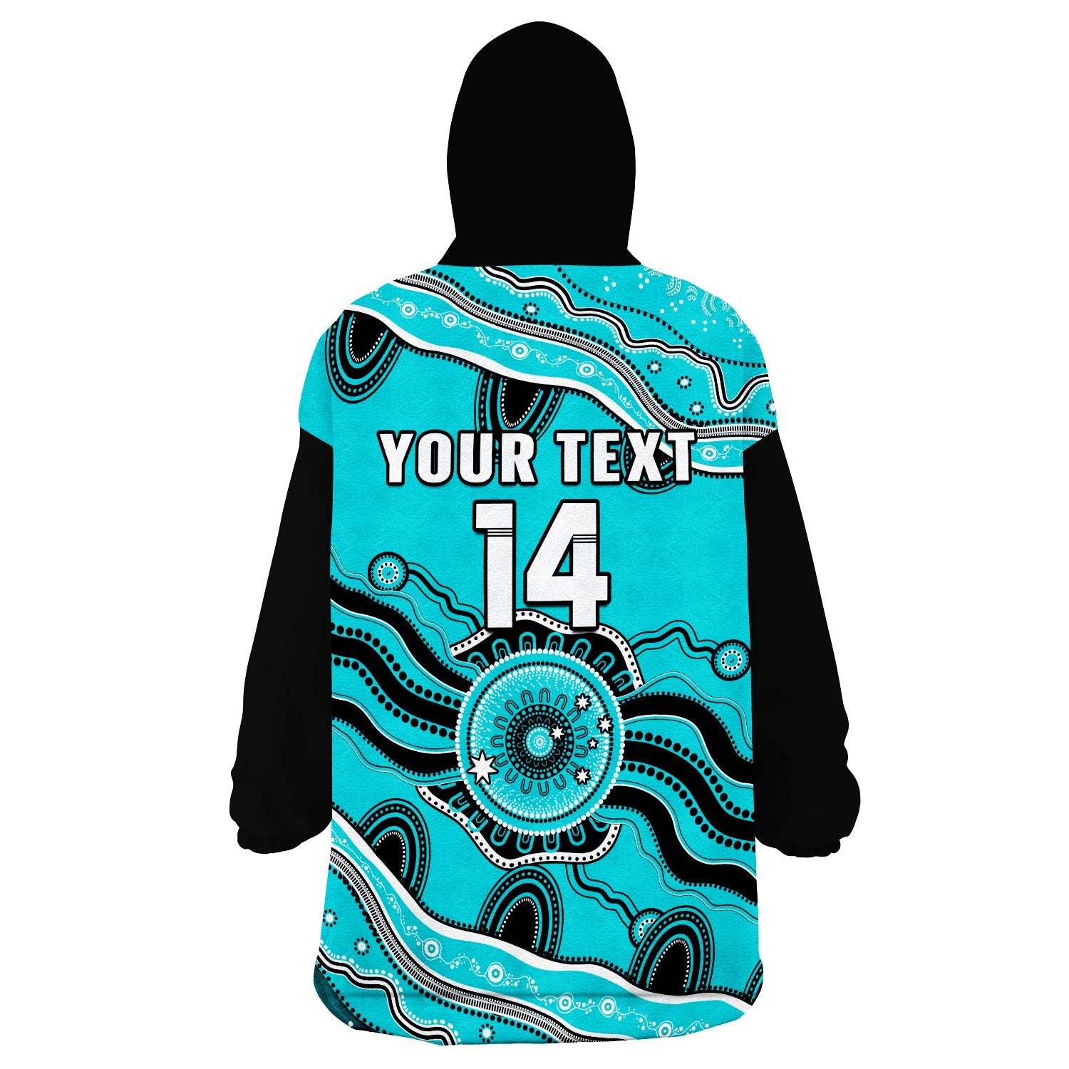 (Custom Text And Number) Brisbane Heat Cricket Wearable Blanket Hoodie Aboriginal Painting - Vibe Hoodie Shop