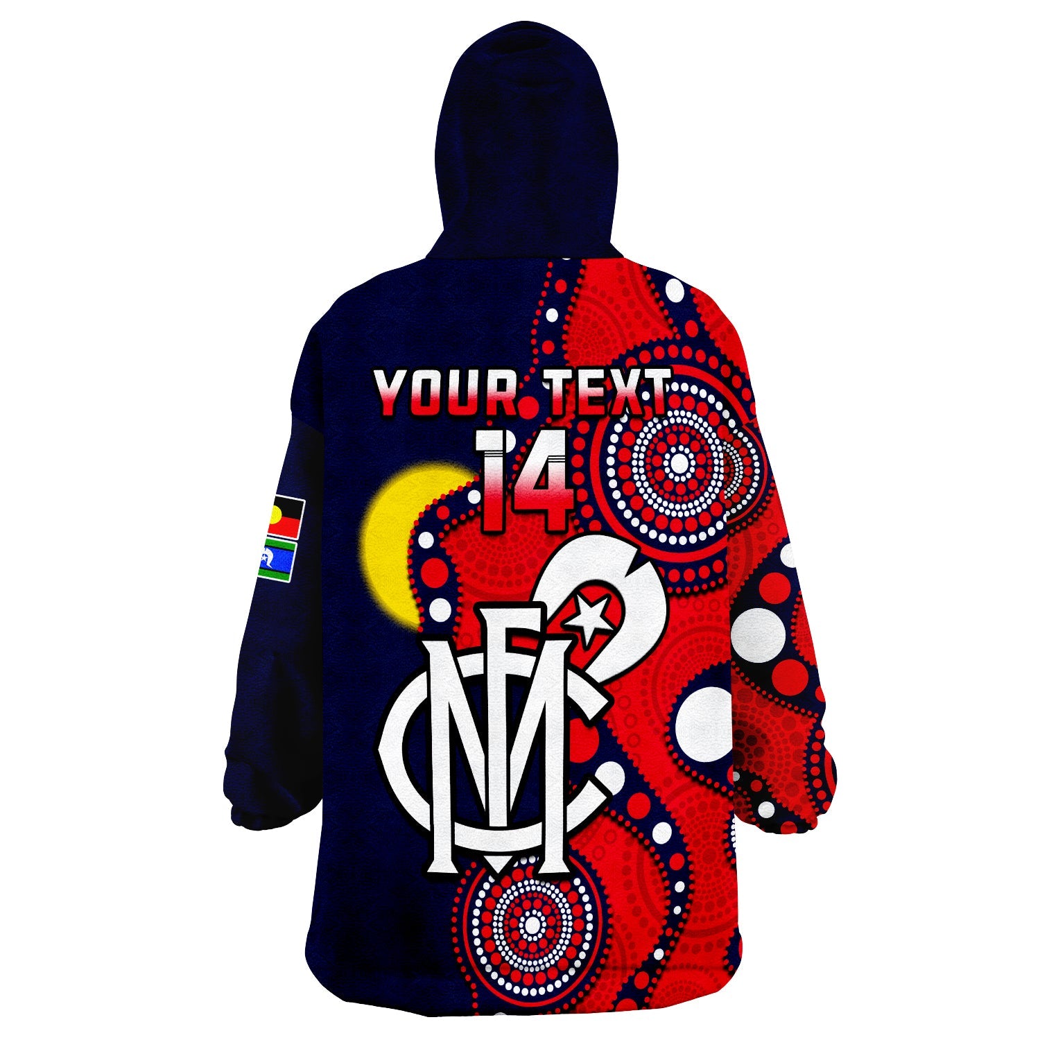 (Custom Text And Number) Melbourne Football NAIDOC 2023 Wearable Blanket Hoodie Demons For Our Elders Indigenous - Vibe Hoodie Shop