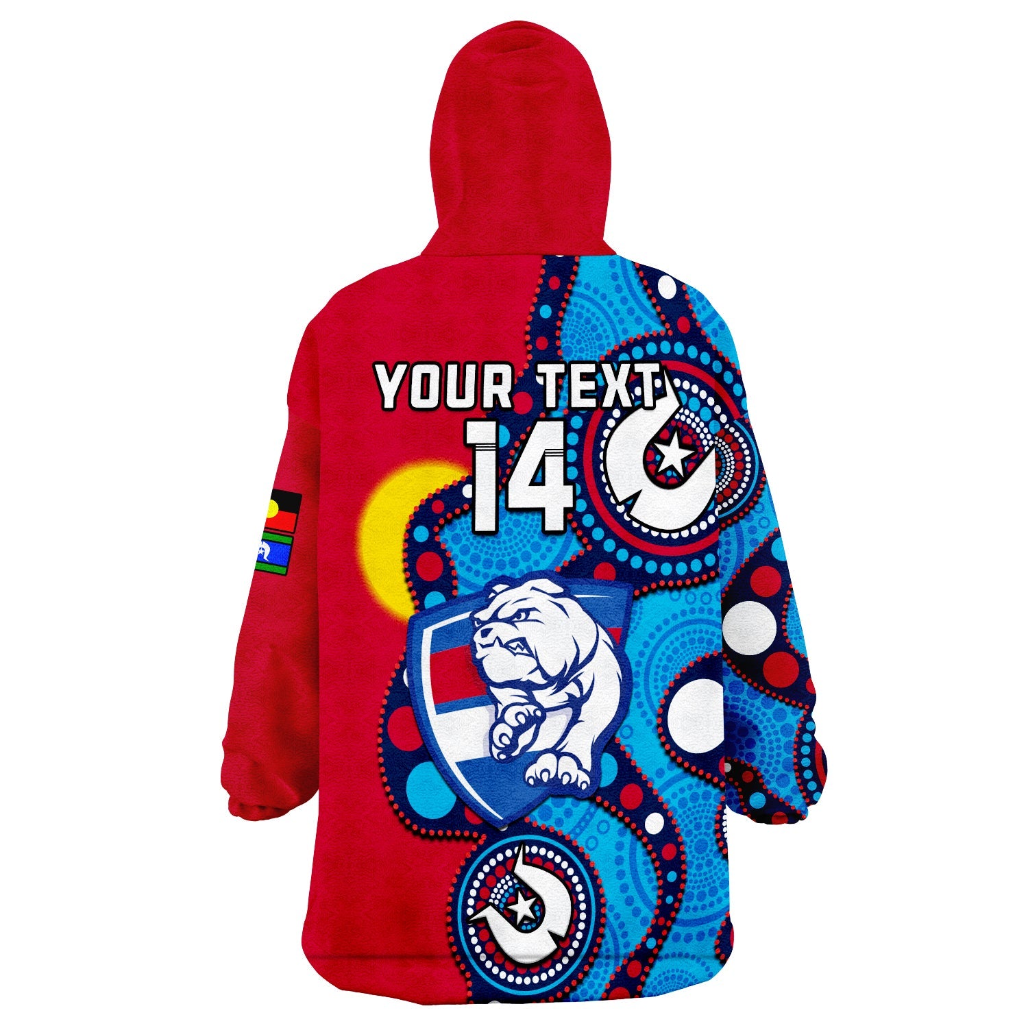 (Custom Text And Number) Western Bulldogs Football NAIDOC 2023 Wearable Blanket Hoodie Indigenous For Our Elders - Vibe Hoodie Shop
