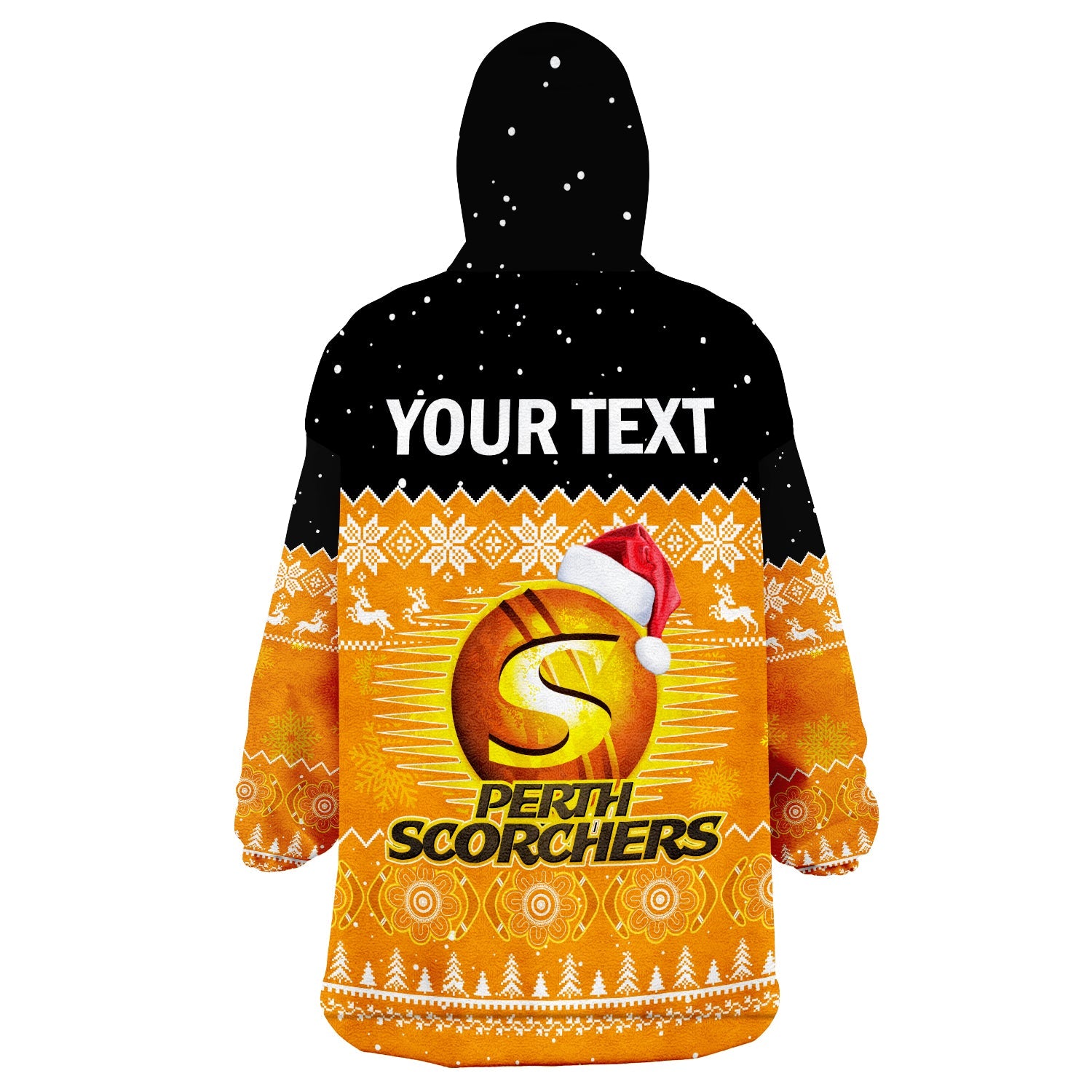 (Custom Personalised) Perth Scorchers Cricket Wearable Blanket Hoodie Aboriginal Merry Christmas - Vibe Hoodie Shop