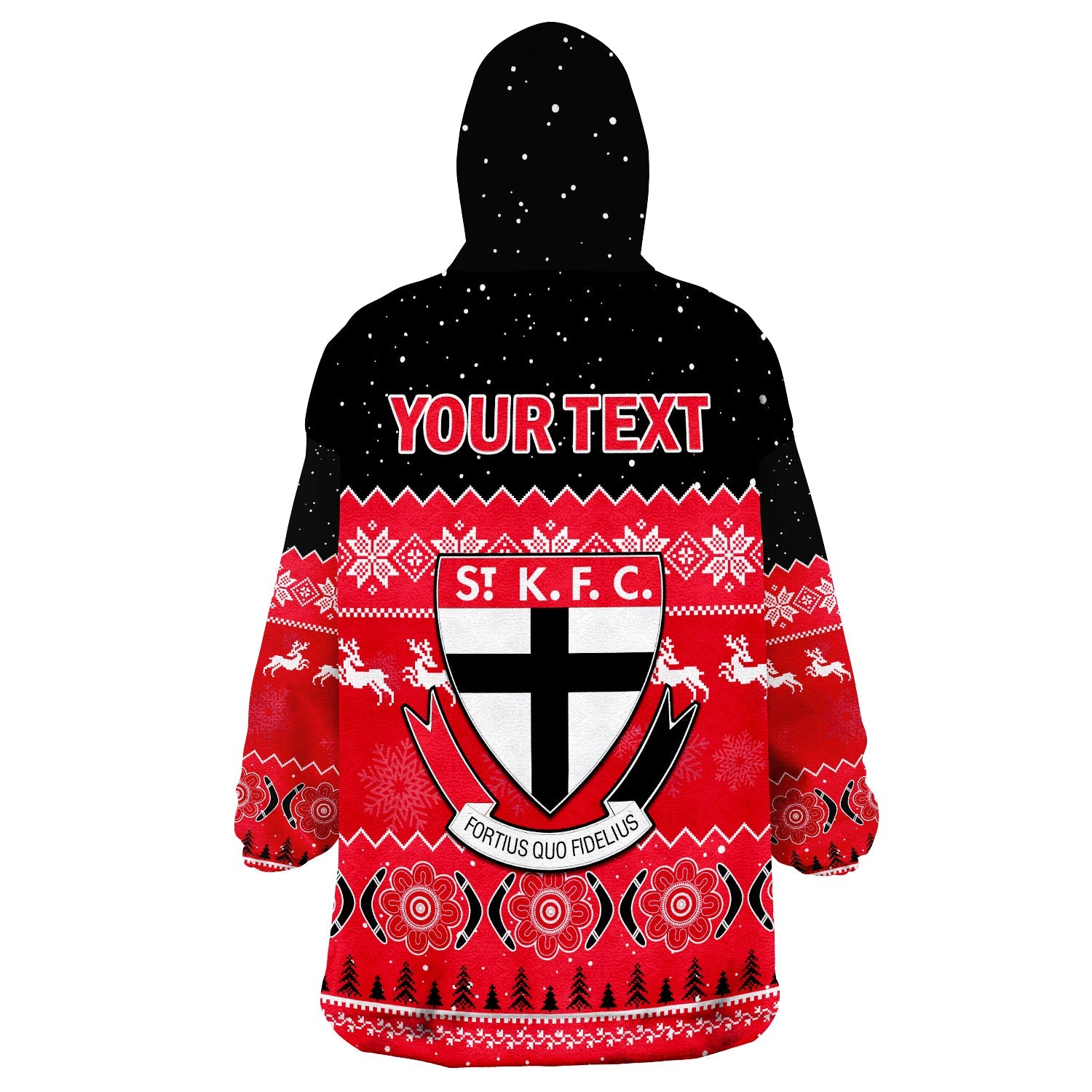 (Custom Personalised) St Kilda Football Wearable Blanket Hoodie Saints Indigenous Merry Christmas - Vibe Hoodie Shop